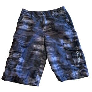 Y2K Boardshorts Swim Youth sz 14 Black Gray No Fear Streetwear Surfwear